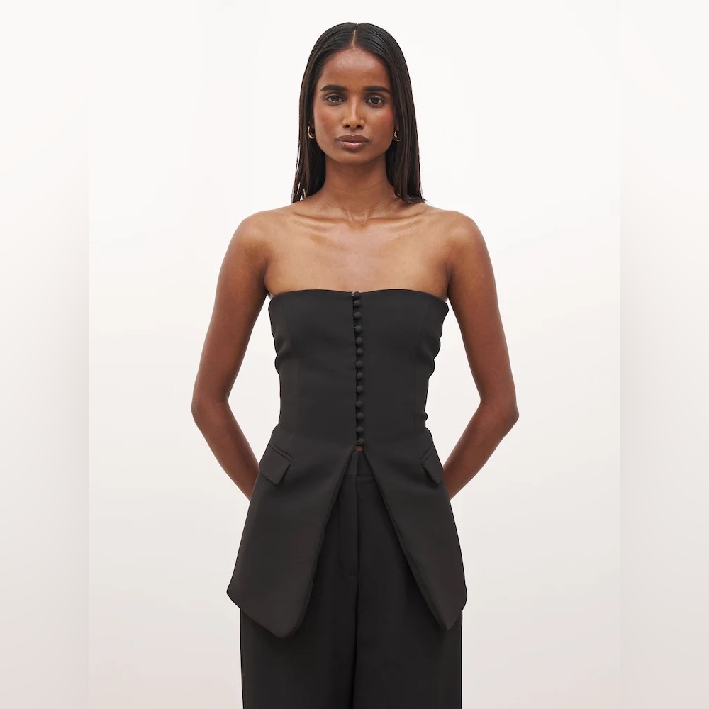 NWOT Because of Alice Strapless Button Top